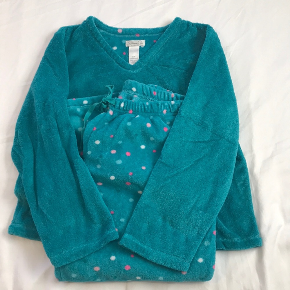 Jasmine Rose Teal polka dot pajamas set - Lg